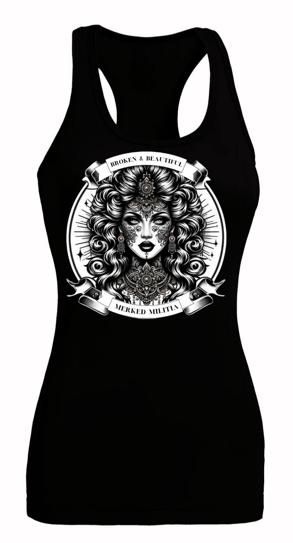 WOMEN'S BROKEN AND BEAUTIFUL RACERBACK TANK